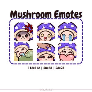 Chibi Purple Mushroom Twitch Emotes || Discord Emotes - Youtube Emotes || Ready to use