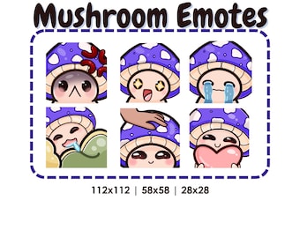 Chibi Purple Mushroom Emotes | Twitch, Discord, Youtube (Digital Download)