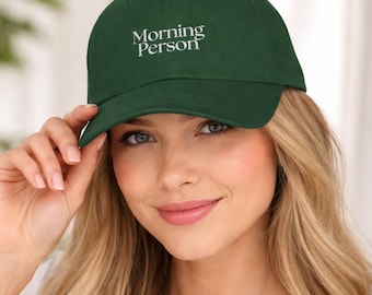 Morning Person Hat | Embroidered Cotton Green Dad Cap
