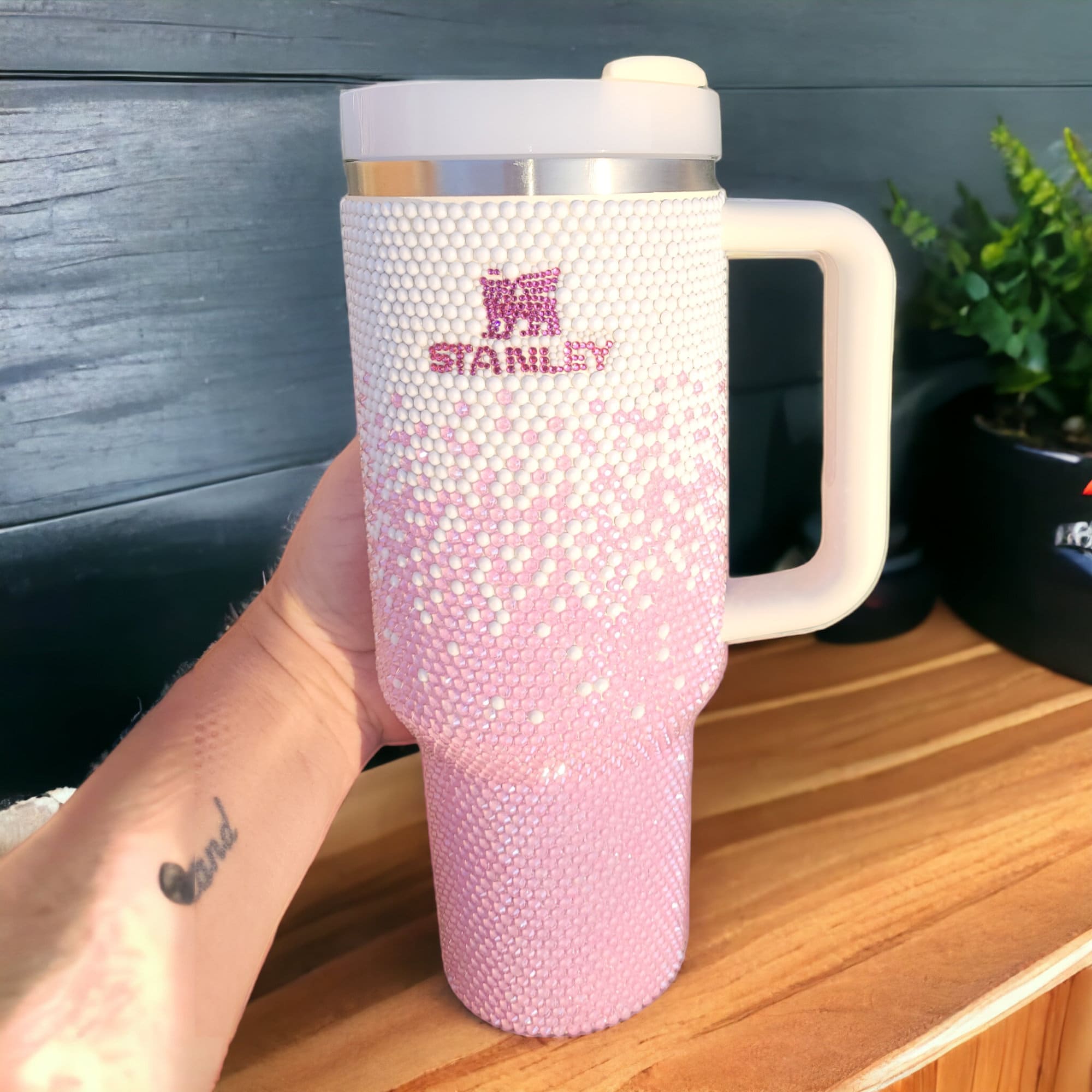 PINK TRANSPARENT GLITTER Stanley Tumbler Boot -fits 20-40oz