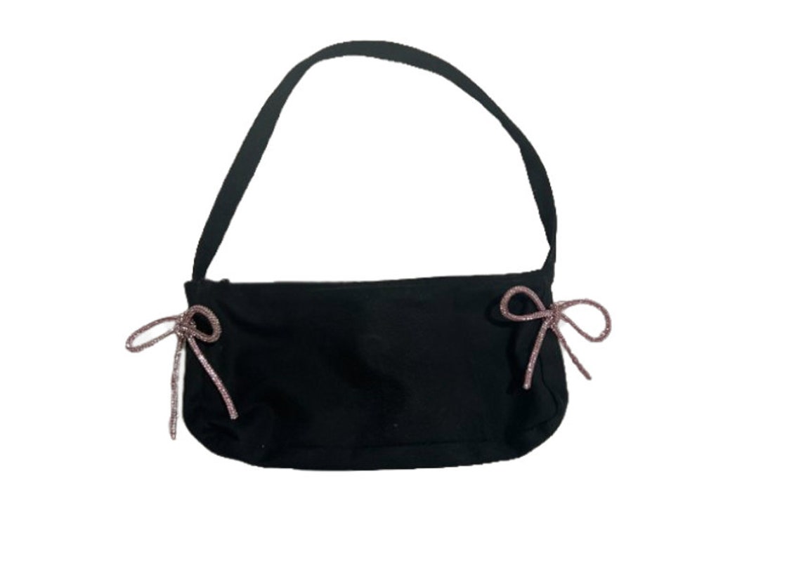 Bow Embellished Bag Black Color Bag Rhinestone Shoulder Bag Evening ...