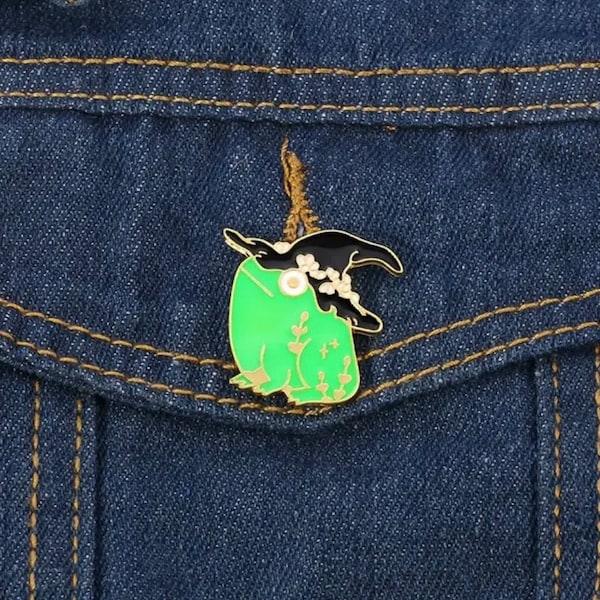 Adorably Cute Wizardry Frog Brooch Pin