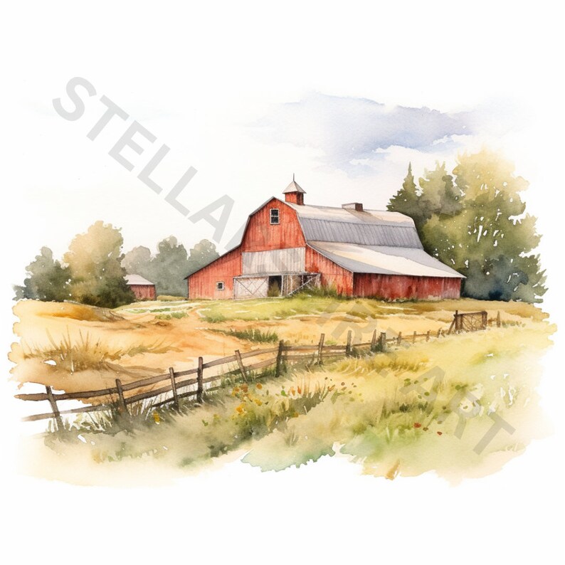 Watercolor Barn Clipart - 8 High Quality Pngs - Digital Download - for ...