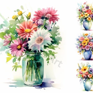 Watercolor Flowers Clipart - 8 High Quality PNGs - Digital Download - For Personal and Commercial Use