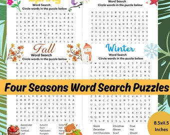Sopas de letras de las cuatro estaciones: Actividad para niños (Descarga digital)