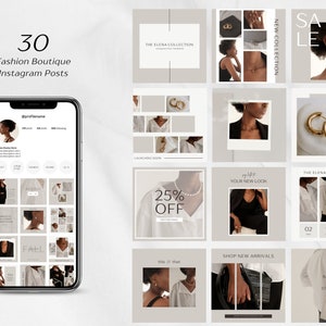 Fashion Instagram Templates - Canva Instagram Post Templates  - Neutral Instagram Posts for Fashion Brand