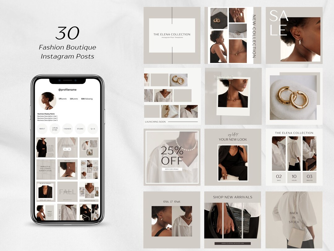 Fashion Instagram Templates - Canva Instagram Post Templates - Neutral ...