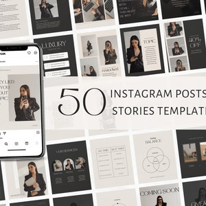 50 Social Media Vorlagen | Small Business Instagram Vorlagen | Instagram Content Templates | Minimale Instagram Vorlagen | Neutrale Farben