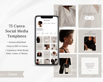 Plantillas de publicaciones de Instagram - Plantillas mínimas de Instagram para pequeñas empresas - Instagram estético neutro