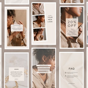 Instagram Story Templates for Business, 35 Canva Templates for Social Media, Aesthetic Instagram Stories for Small Business