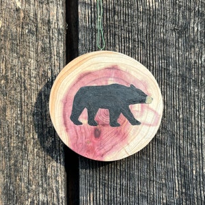 Handmade Kentucky Cedar Wood Black Bear Ornament