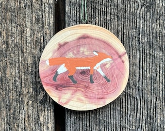 Handmade Kentucky Cedar Wood Red Fox Ornament