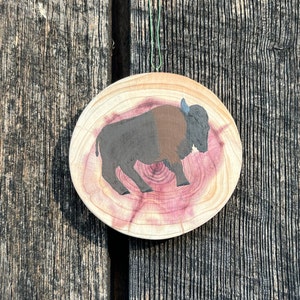 Handmade Kentucky Cedar Wood Bison Ornament