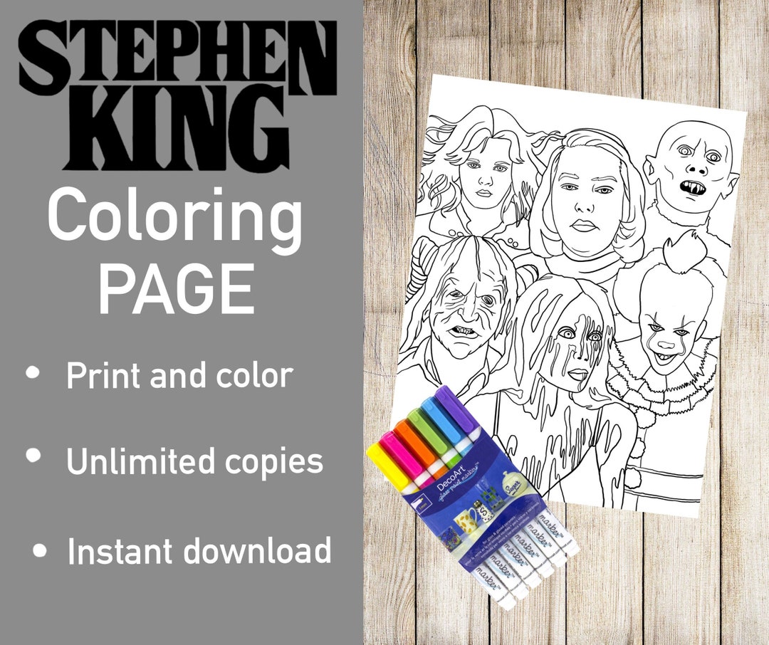 Stephen King Coloring Book Page Etsy