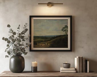 Vintage Landscape Oil Painting | Tropical Pastoral Scene Print | Dutch Golden Age Art | Warm Cottagecore Fine Art Print
