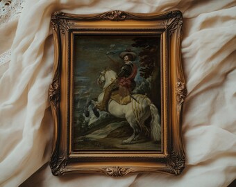 Equestrian Portrait Oil Painting | Vintage Horseback Rider Print | Spanish Golden Age Art | Heritage Fine Art Print