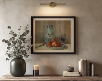 Still Life Apples Oil Painting | Vintage Kitchen Art Print | French Impressionist | Warm Dining Room Fine Art Print
