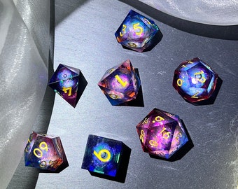 Liquid Core Resin Dice set for role playing games,Galaxy dungeons and dragons dice set ,Resin Sharp Edge Dice, Polyhedral Dice,DnD Dice Set