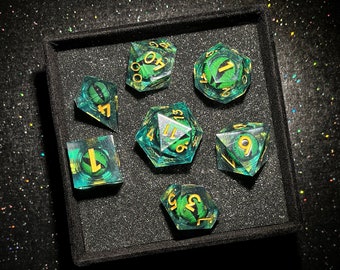 Liquid Core Resin Dice set for role playing games,Galaxy dungeons and dragons dice set ,Resin Sharp Edge Dice, Polyhedral Dice,DnD Dice Set