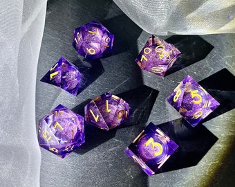 Liquid Core Resin Dice set for role playing games,Galaxy dungeons and dragons dice set ,Resin Sharp Edge Dice, Polyhedral Dice,DnD Dice Set