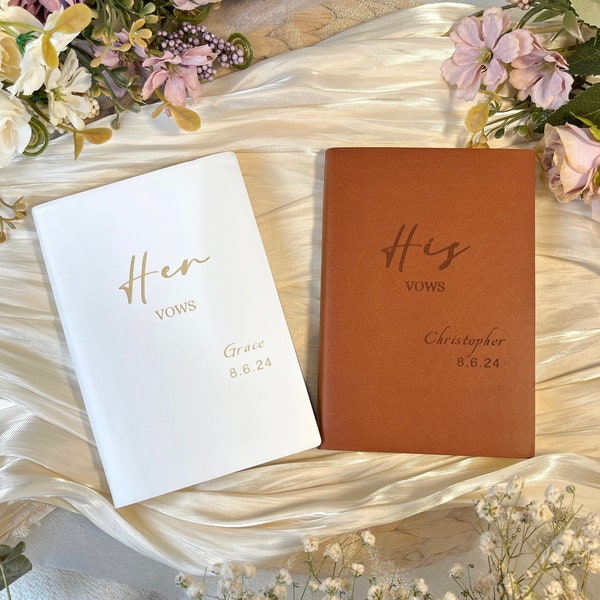 Personalised Set of vow books,His and Hers,Custom Wedding Vow Books,leather vow booklets for couple, luxury speech notebook engagement gift