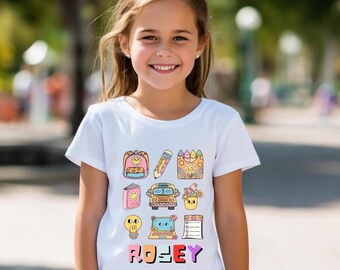 Personalized school bus name shirts,back to school shirts,custom named kids t-shirts,Toddler t-shirts,kids shirts,Girl School Shirts