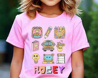 Personalized school bus name shirts,back to school shirts,custom named kids t-shirts,Toddler t-shirts,kids shirts,Girl School Shirts