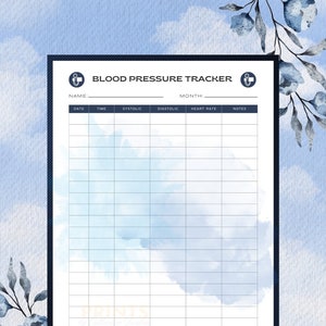 Blood Pressure Daily Tracker Digital Print, Digital Tracker Printable, digital download