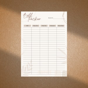 Monthly Bill Tracker Digital Print, Digital Tracker Printable, digital download
