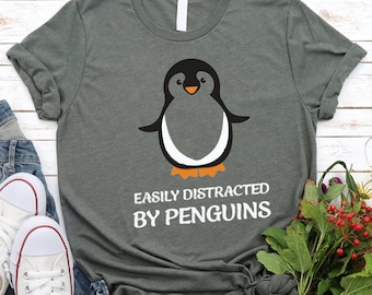 Easily Distracted by Penguins Shirt,Penguin Shirt,Penguin Lover Crewneck Shirt,Penguin Gift,Penguin Shirt,Penguin Gift, Daughter Gift.