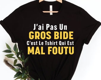 Camiseta cadeau pour homme mûr j'ai pas un gros bide c'est le T-shirt qui est mal foutu,Humor drole gros bide cadeau papa sur camiseta,