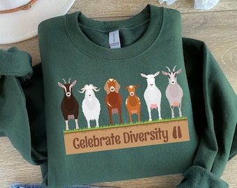 Celebrate Diversity Pet Funny Goats Sweatshirt For Women Farmer Hoodie,Goat Mom Sweatshirt,Funny Pet Goat Animal Lovers Gift,Goat sweatshirt