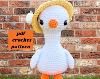 Amigurumi-gans, patroon pdf in Eng Easter Goose gehaakt speelgoedpatroon gehaakte eend, gehaakt patroon pdf kerstcadeau baby, paasdecoratie