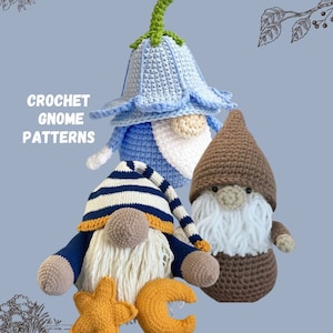 3 Crochet patterns Gnome,Bundle Crochet patterns,Gnomes amigurumi pattern,english pdf to  download,Crochet  gnome patterns, Crochet gift
