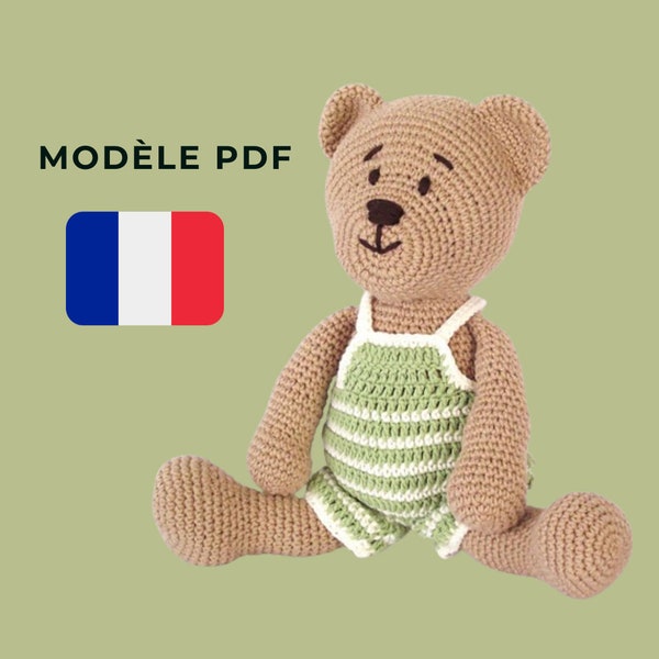 l'ourson - crochet PDF pattern  (francais),PATRON d'ours au crochet PDF - amigurumi teddy bear pattern,Modèle de jouet au crochet facile