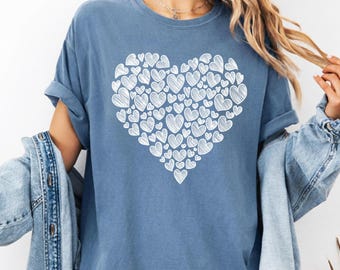 Chemise coeur, t-shirt graphique coeur mignon, t-shirt coeur d'amour, chemise Saint-Valentin, chemise cadeau romantique