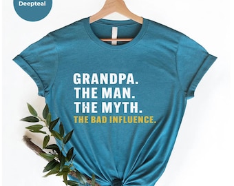 Opa der Mann der Mythos der schlechte Einfluss, Opa Shirt, lustiges Geschenk für Opa, Großvater Geburtstag Shirt, Vatertag Retro Vintage