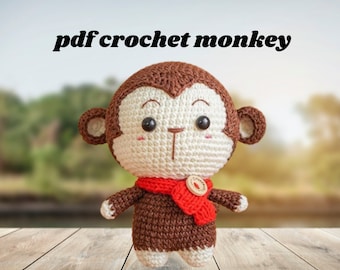 cute monkey, amigurumi, soft toy, pdf pattern, Baby Monkey Crochet Pattern,Amigurumi pattern stuffed monkey ,english pdf pattern