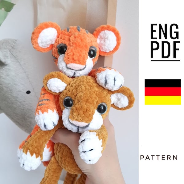 Tiger Häkelmuster PDF English plush Tiger crochet pattern , Crochet Tiger Amigurumi Pattern Handmade Toy with this Stuffed Animal Guide