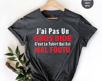 Camiseta cadeau pour homme mûr j'ai pas un gros bide c'est le T-shirt qui est mal foutu,Humor drole gros bide cadeau papa sur camiseta,