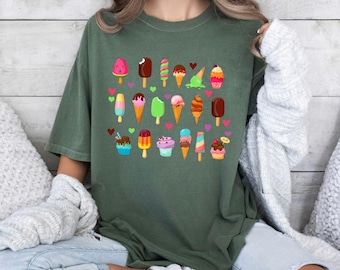 Camisetas de cono de helado, camiseta de helado, camiseta de verano, camiseta de fiesta de helado, camiseta de vacaciones, camiseta de amante del helado, camiseta de amante de la comida, camiseta de playa
