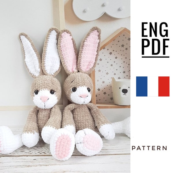 PATRON Crochet Lapin, tutoriel Amigurumi PDF en anglais, cadeau de Noël