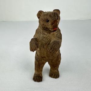 Antique Miniature Black Forest Bear - Hand Carved - Spinel Eyes