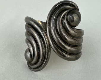Early Taxco Mexican Silver Clamper Cuff Bracelet
