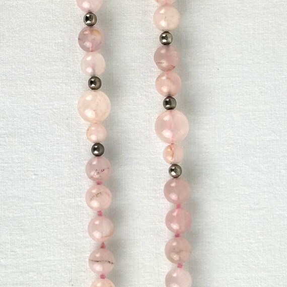 Vintage Chinese Export Rose Quartz Beaded Necklace - image 5