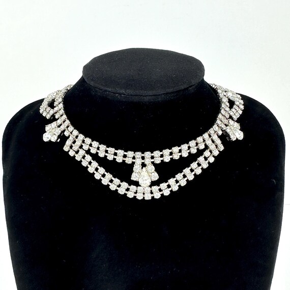 Vintage Rhinestone Swag Choker Necklace