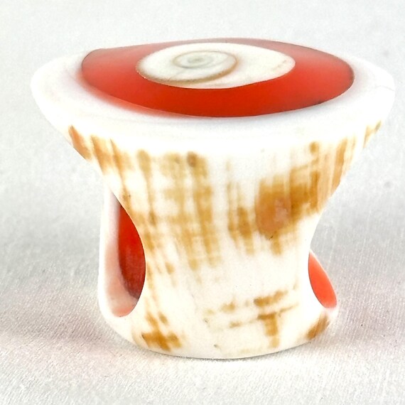 Large Carved Seashell Orange Statement Ring - image 4