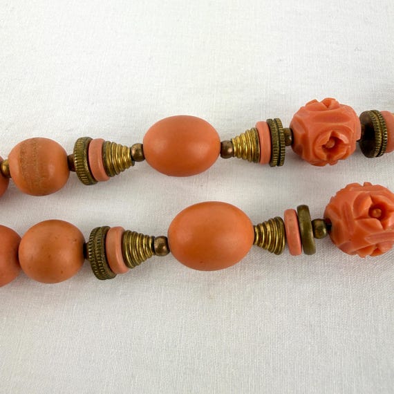 Vintage Celluloid & Brass Bead Choker - image 7