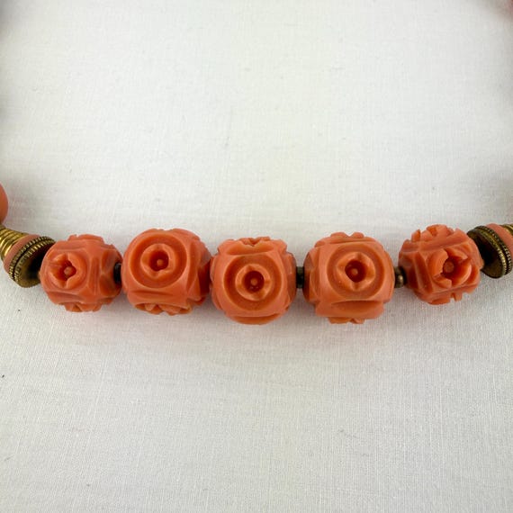 Vintage Celluloid & Brass Bead Choker - image 10