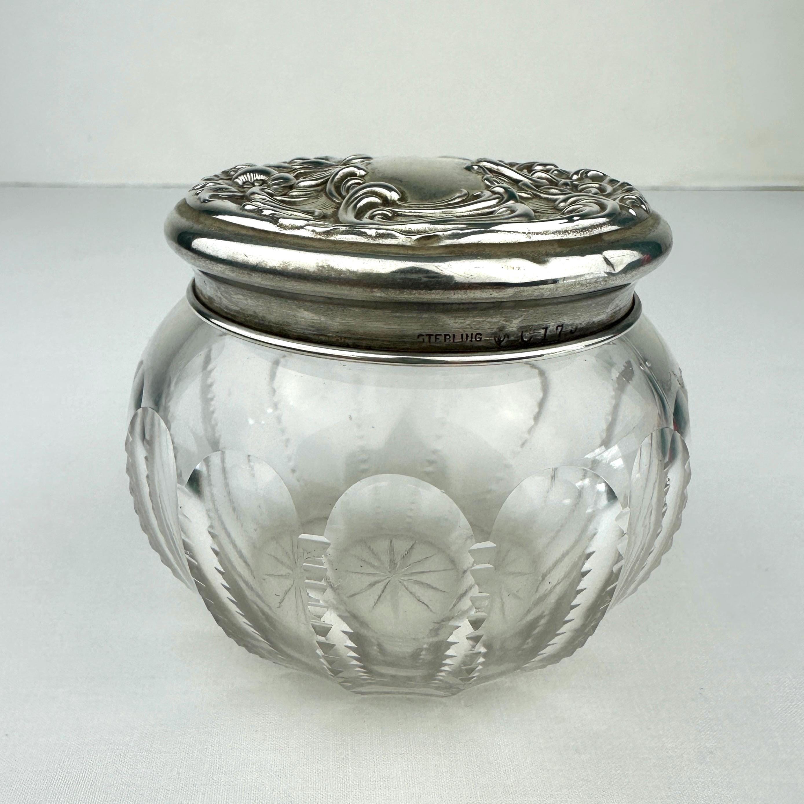 Antique Sterling Silver and Cut Crystal Dresser Jar - Simpson Hall
